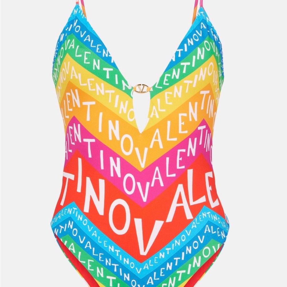 Valentino “Authentic” Multicolor Zigzag One-Piece… - image 3